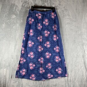 Liz Claiborne Crazy Horse Skirt M‎ Maxi Floral Side Buttons Cottagecore Tradwife